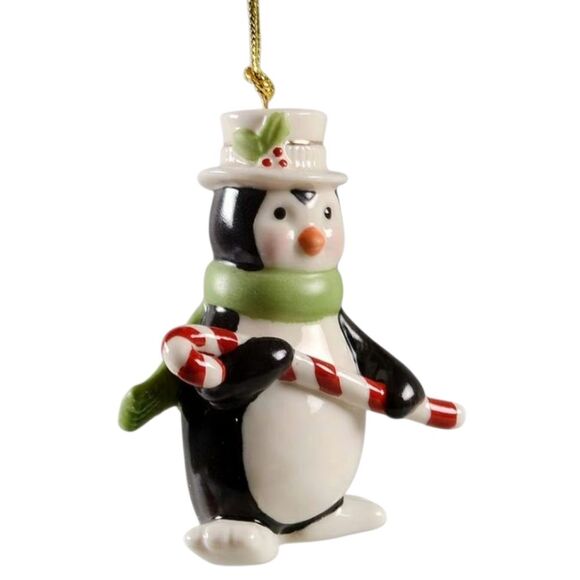 Lenox Very Merry Christmas Porcelain Penguin Candy Cane Ornament American Design - Picture 4 of 4